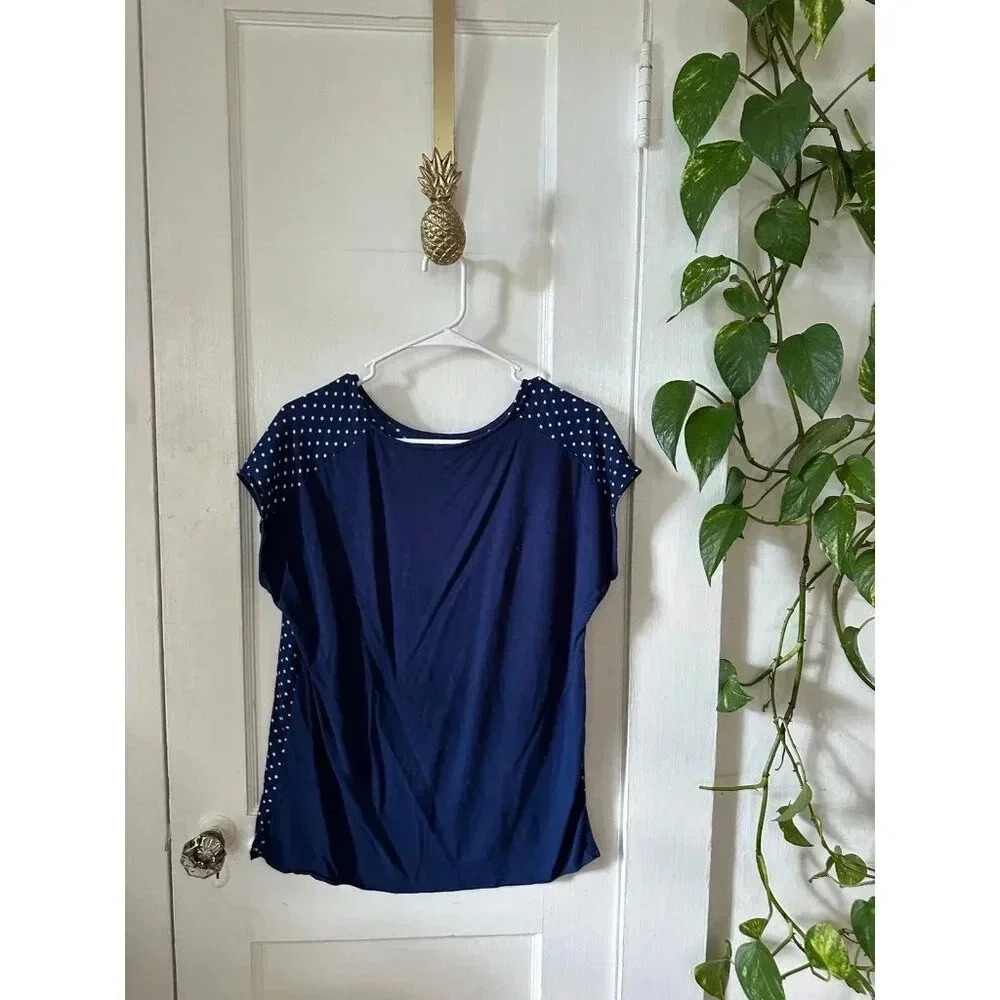 Women’s size large Blue & White polka dot blouse
